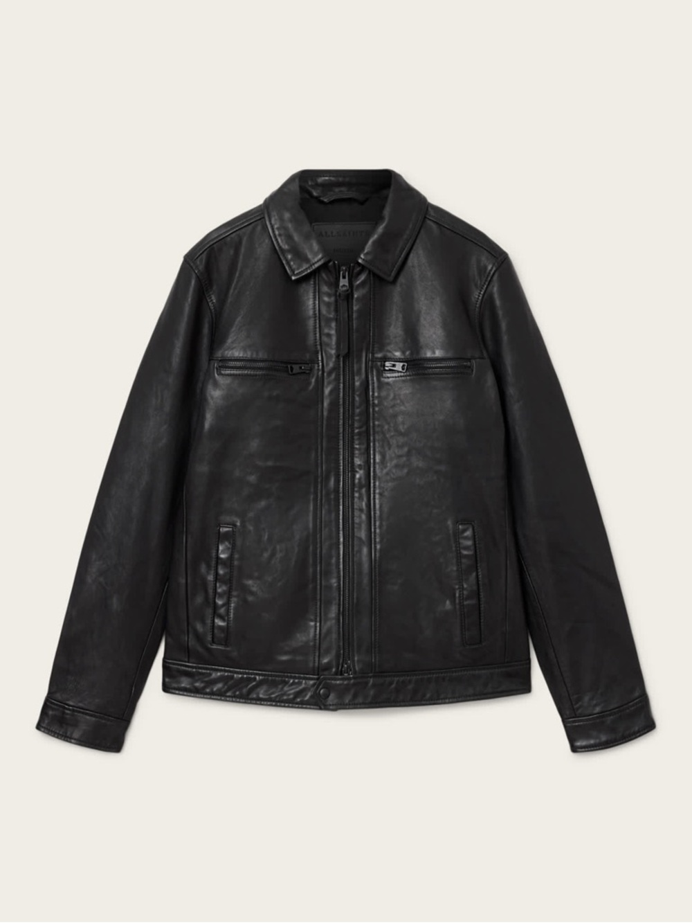 All Saints Black Leather Bomber Jacket LUCK LEATHER JACKET - Picture 6 of 15
